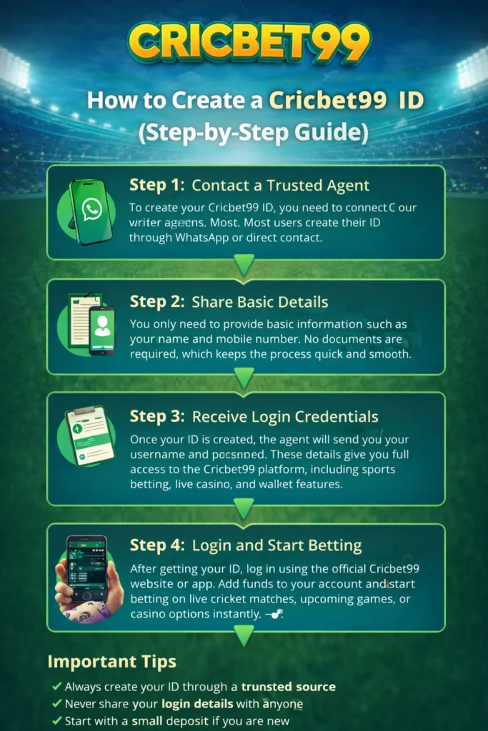 How to create Cricbet99 ID step by step with agent contact, login details, and instant betting access