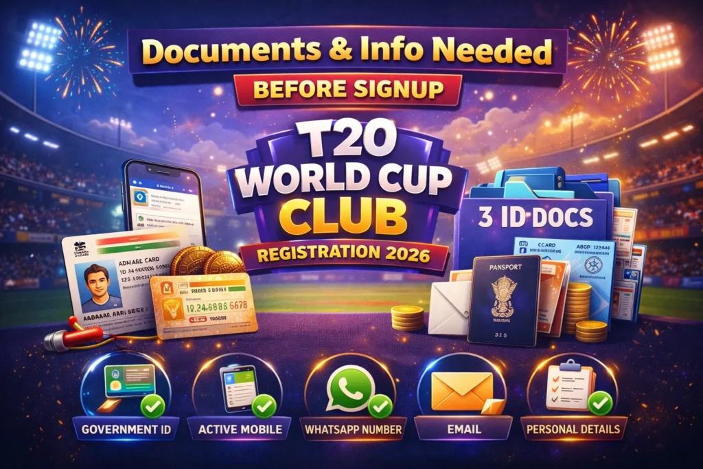 Documents required for T20 World Cup Club Registration 2026