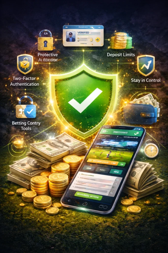 Secure betting account with two-factor authentication and responsible betting tools