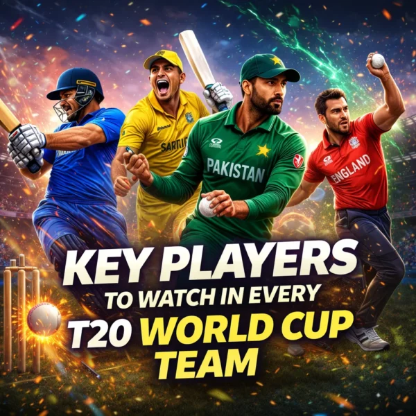 Key players from different T20 World Cup Team squads including batter, bowler and all rounder in action