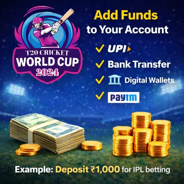 Add funds to IPL betting account using UPI bank transfer and wallets