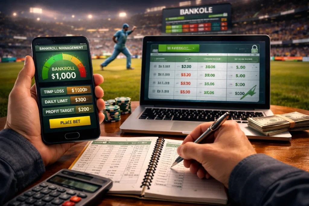 Live sports betting bankroll management example with daily limits and profit targets