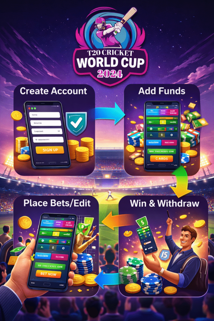 Step by step process of online games gambling during T20 World Cup betting platform