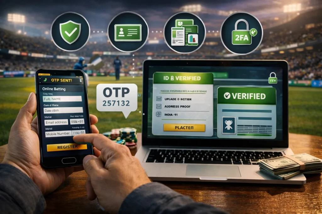 Secure Sport Betting ID registration process for live sports betting with OTP verification