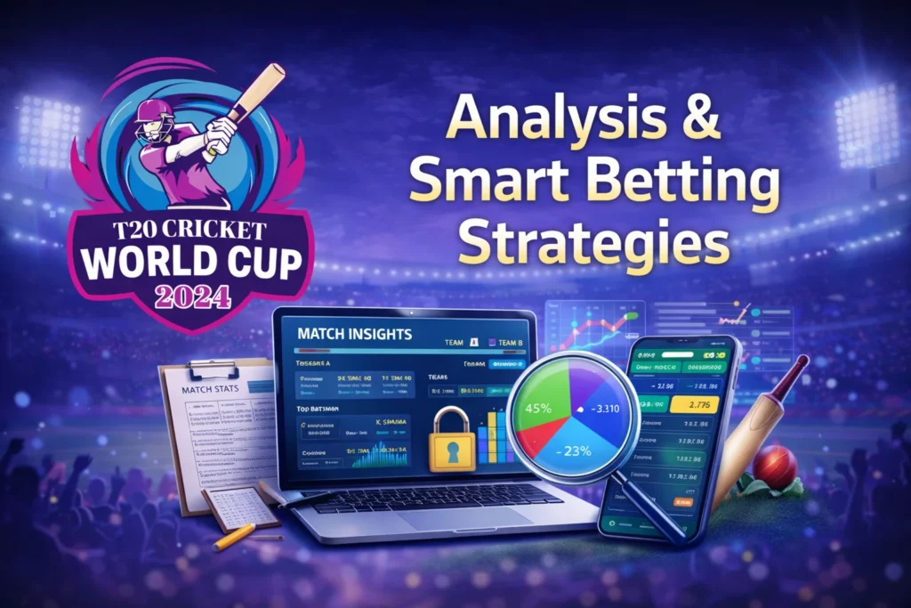 T20 World Cup match analysis and live sports odds displayed on online betting platform with smart betting strategy tools