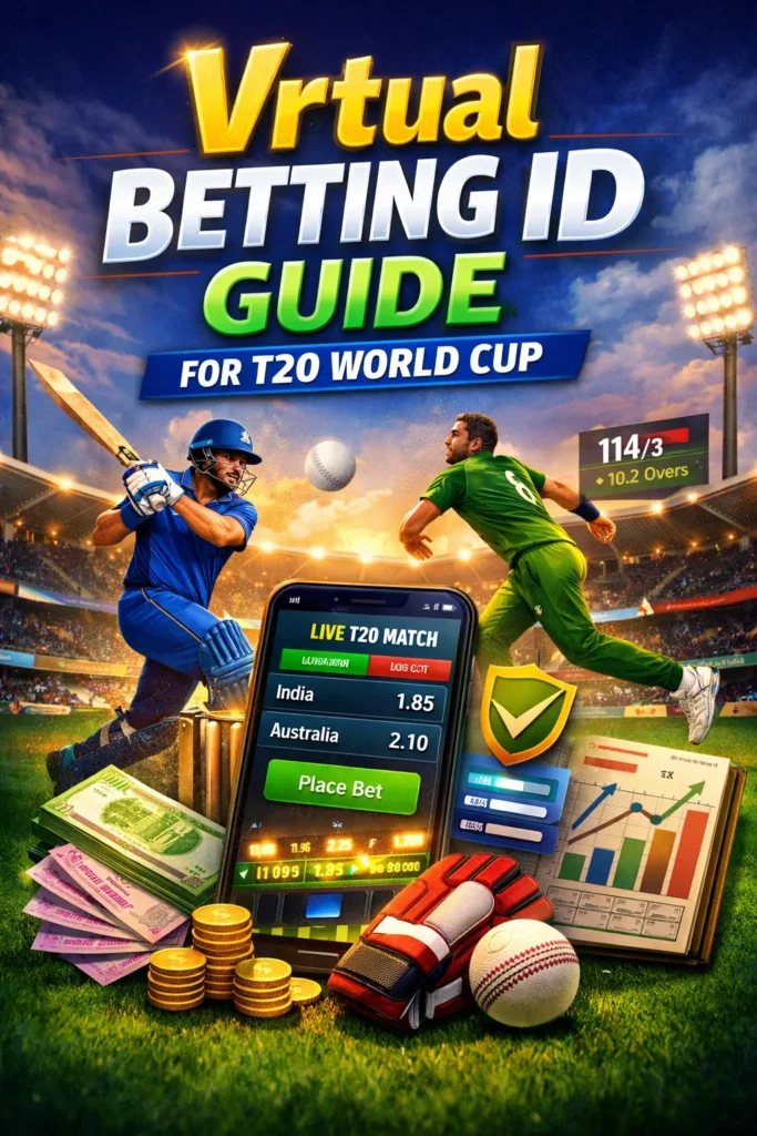 Comparison between Vrtual Betting ID and Sport Betting ID showing cricket betting and multi-sport betting dashboard