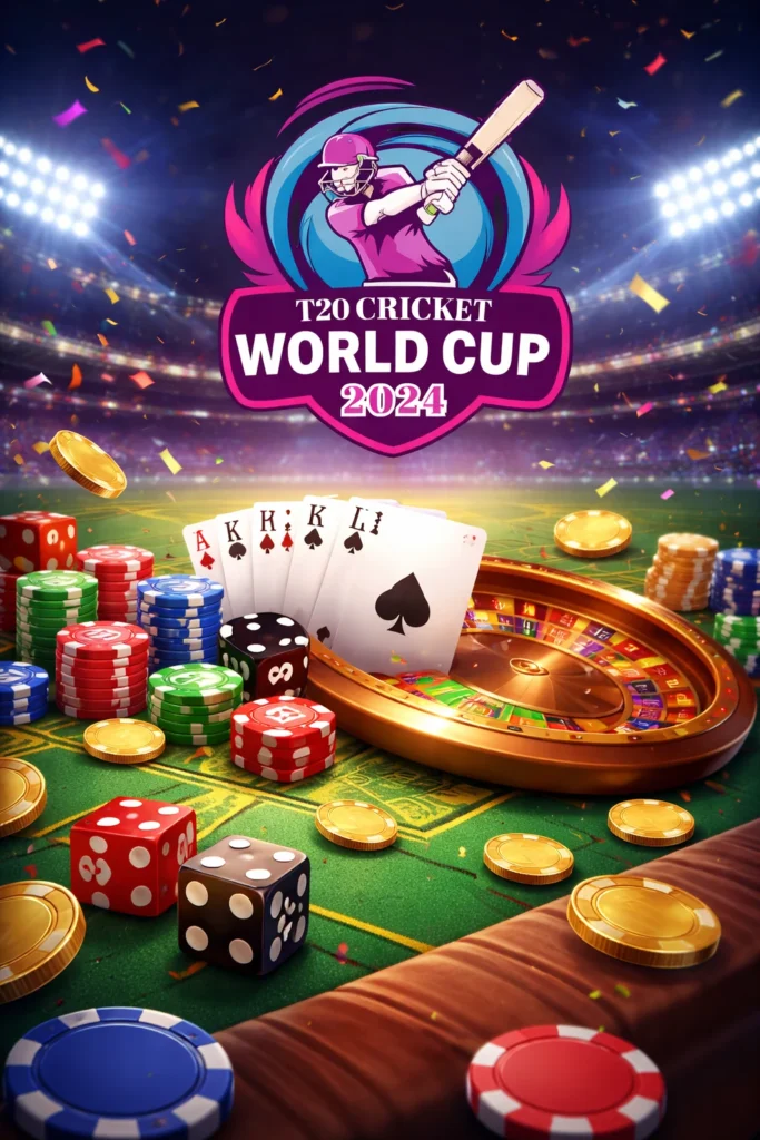 table games online during T20 World Cup with casino chips and cricket theme