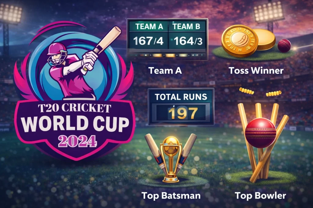 Trusted T20 World Cup sports betting book platform showing cricket betting markets including match winner toss winner and total runs